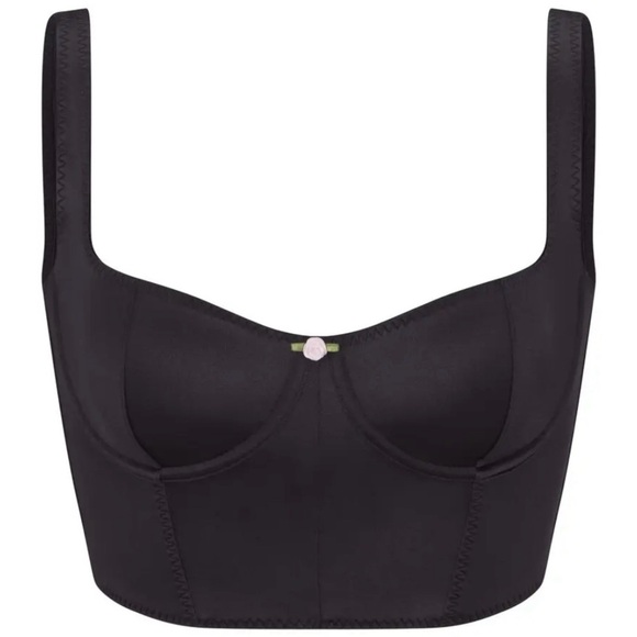 SKIMS Stretch Satin Corset in Onyx - Picture 1 of 8